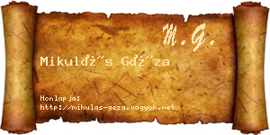 Mikulás Géza névjegykártya